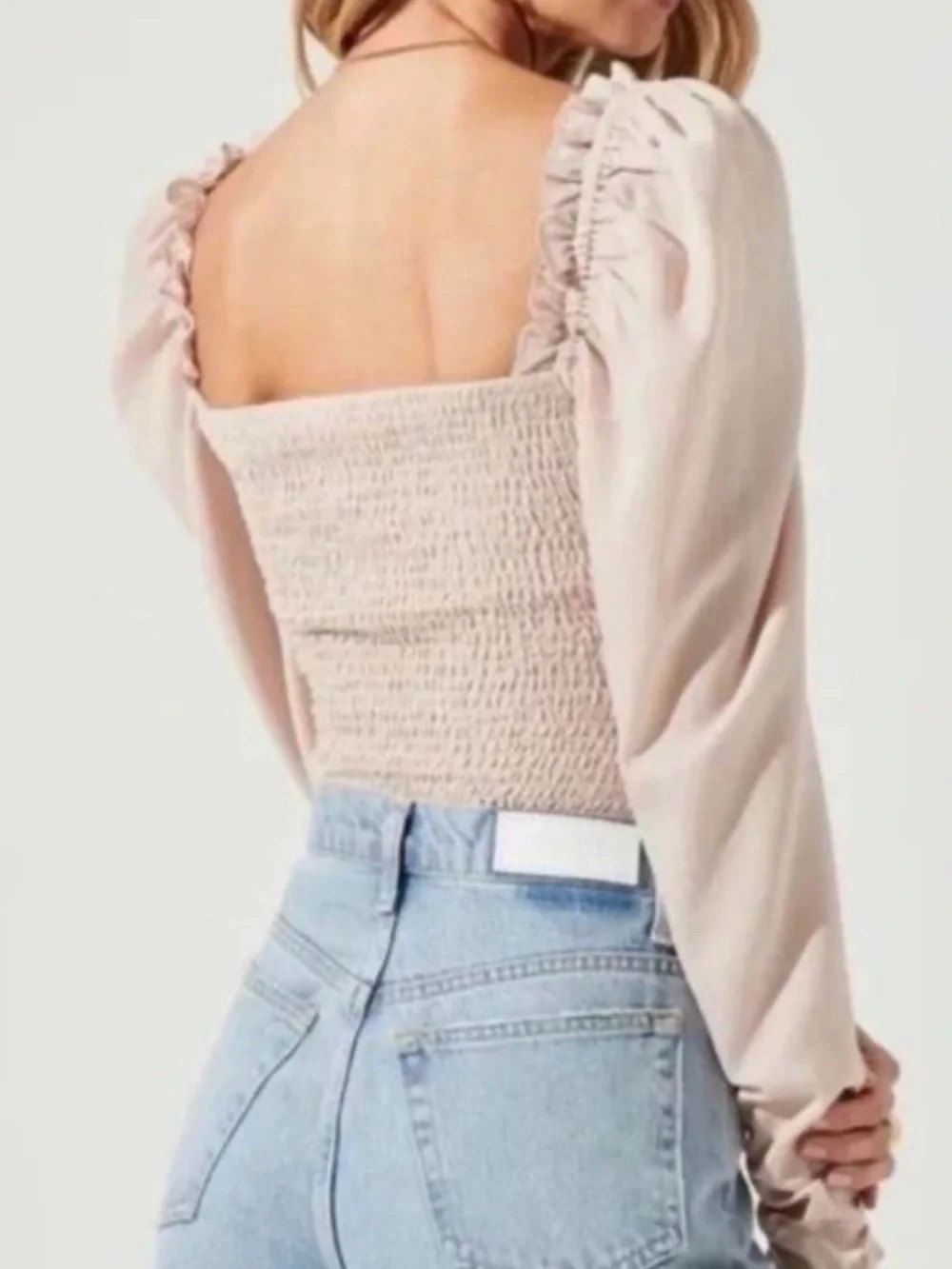 ASTR THE LABEL Puff Sleeve Blouse M  15” + p2p Light Blush EUC